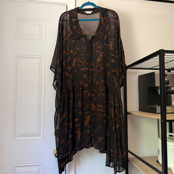Johnny Was Dresses & Skirts - BIYA RATED R Johnny Was black vintage printed sheet‎ babydoll short sleeve midi